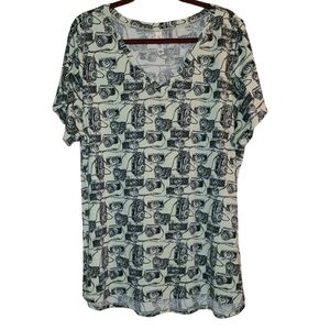 LLR LuLaRoe Christy V-Neck T-Shirt Cameras Photographer Plus Sz 3XL